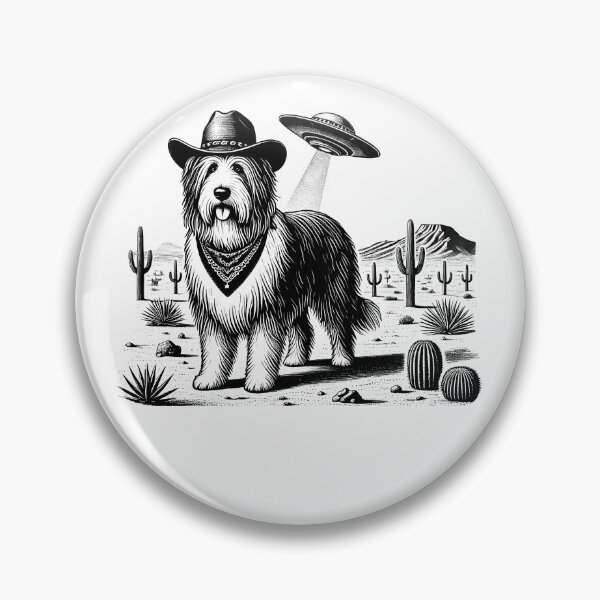 Item preview, Vintage Retro Bearded Collie UFO Western Country Wild West Dog Mom Dad designed and sold by Kimberley King Art  King Art.