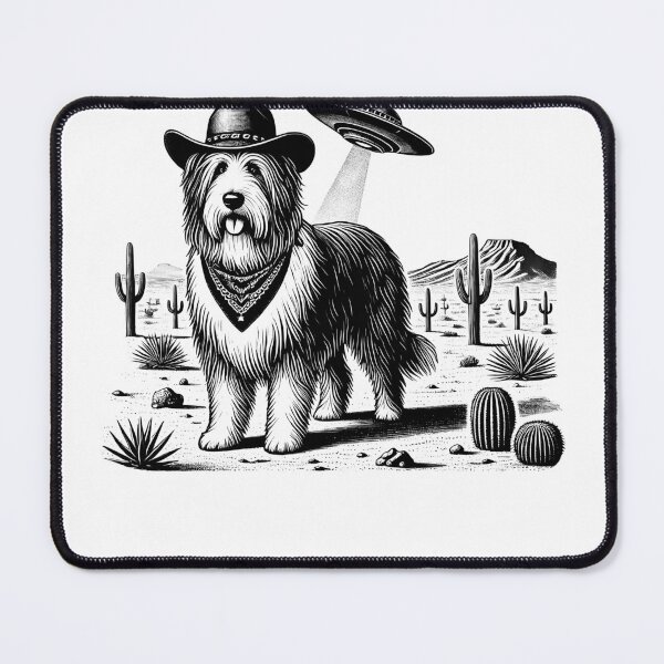 Item preview, Vintage Retro Bearded Collie UFO Western Country Wild West Dog Mom Dad designed and sold by Kimberley King Art  King Art.