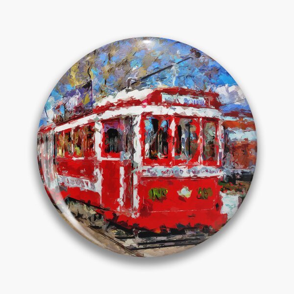 Item preview, Impressionist Painting of The No. 25 Red Tram departing for Joss House - Bendigo, Victoria, Australia designed and sold by Steven Jodoin.