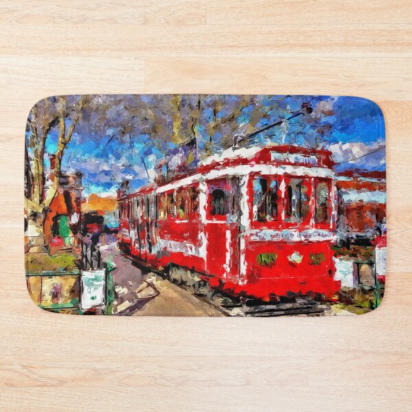 Item preview, Impressionist Painting of The No. 25 Red Tram departing for Joss House - Bendigo, Victoria, Australia designed and sold by Steven Jodoin.