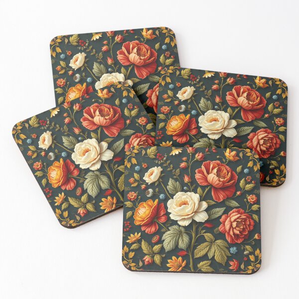 Item preview,  Floral pattern on Dark Black Background Art Nouveau designed and sold by crafteddreamsshop.