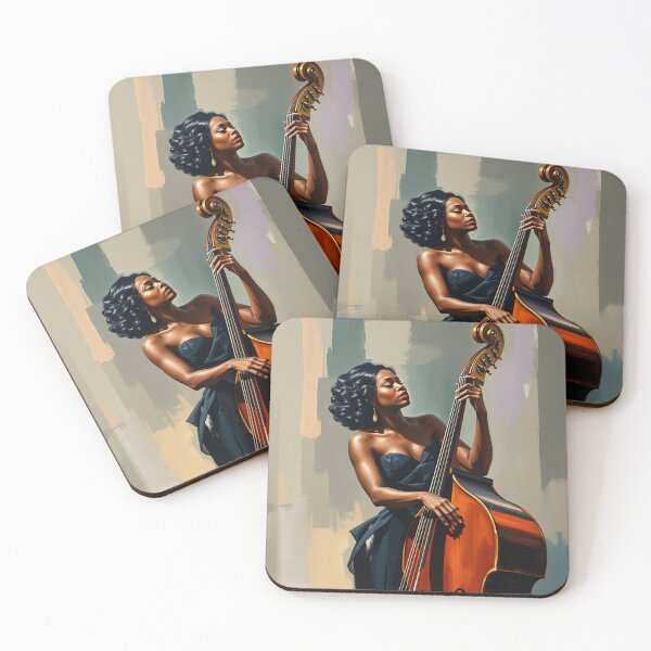 Item preview, Black Woman Jazz Musician Double Bass Player  designed and sold by crafteddreamsshop.