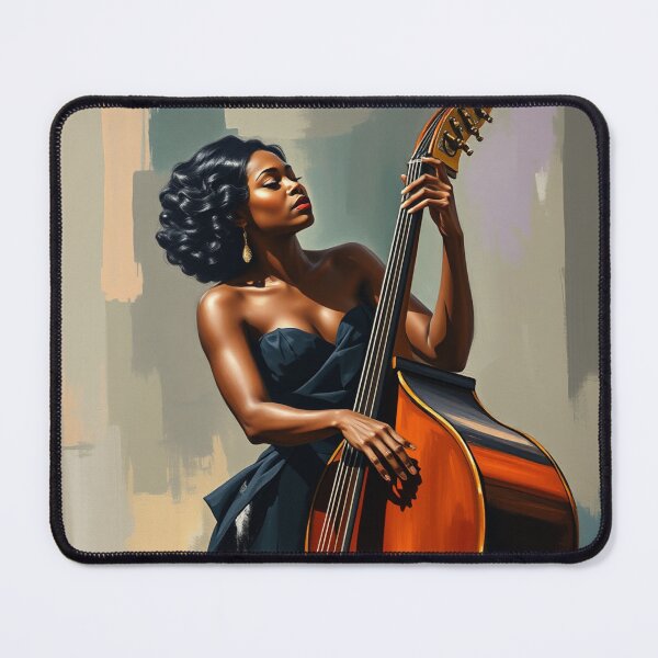 Item preview, Black Woman Jazz Musician Double Bass Player designed and sold by crafteddreamsshop.