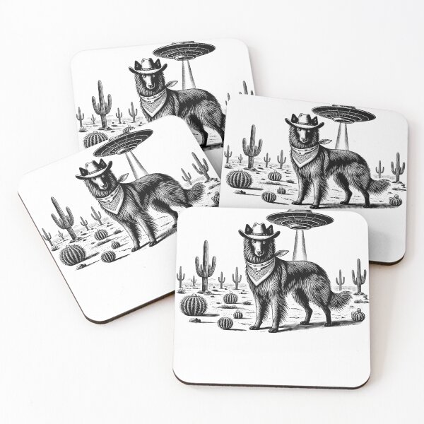 Item preview, Vintage Retro Belgian Tervuren UFO Western Country Wild West Dog Mom Dad designed and sold by Kimberley King Art  King Art.