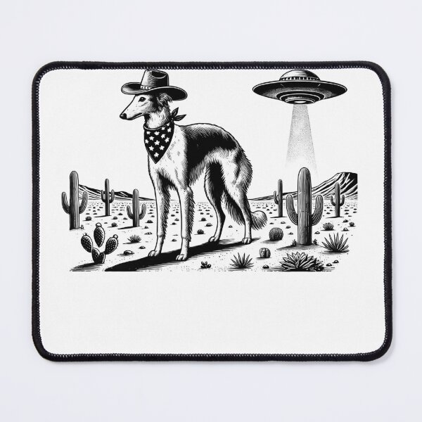 Item preview, Vintage Retro Borzoi UFO Western Country Wild West Dog Mom Dad designed and sold by Kimberley King Art King Art.