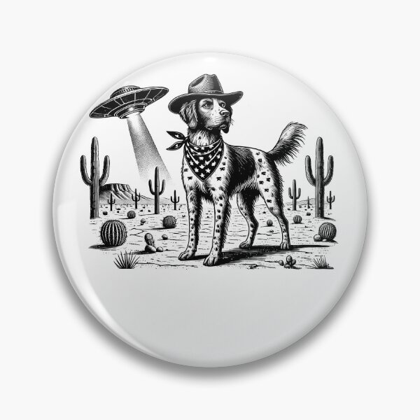 Item preview, Vintage Retro Brittany Dog UFO Western Country Wild West Dog Mom Dad designed and sold by Kimberley King Art  King Art.