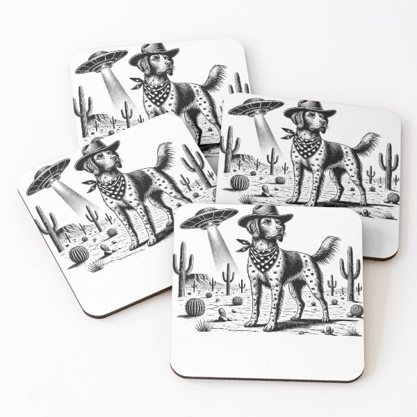 Item preview, Vintage Retro Brittany Dog UFO Western Country Wild West Dog Mom Dad designed and sold by Kimberley King Art  King Art.