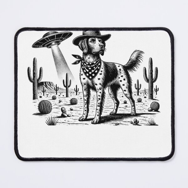 Item preview, Vintage Retro Brittany Dog UFO Western Country Wild West Dog Mom Dad designed and sold by Kimberley King Art King Art.