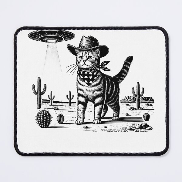 Item preview, Vintage Retro Cat UFO Western Country Wild West Kitten Mom Dad designed and sold by Kimberley King Art  King Art.