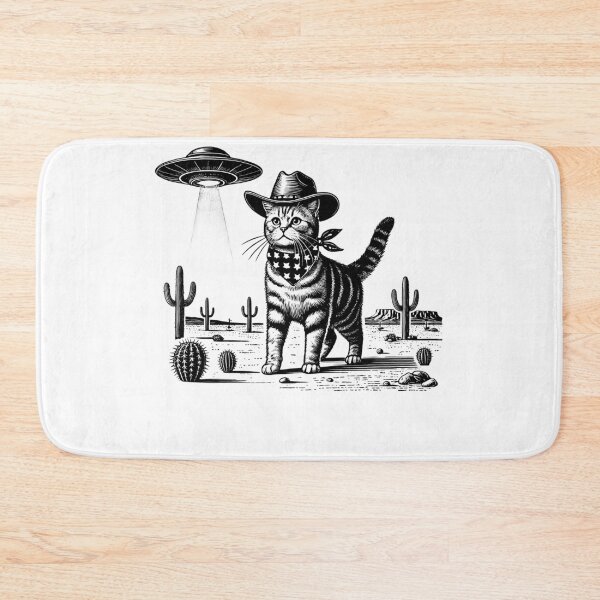 Item preview, Vintage Retro Cat UFO Western Country Wild West Kitten Mom Dad designed and sold by Kimberley King Art  King Art.