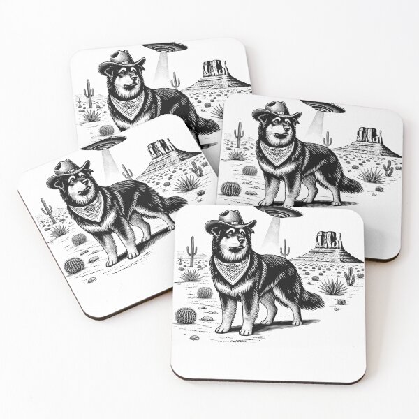 Item preview, Vintage Retro Caucasian Shepherd Dog UFO Western Country Wild West Dog Mom Dad designed and sold by Kimberley King Art  King Art.