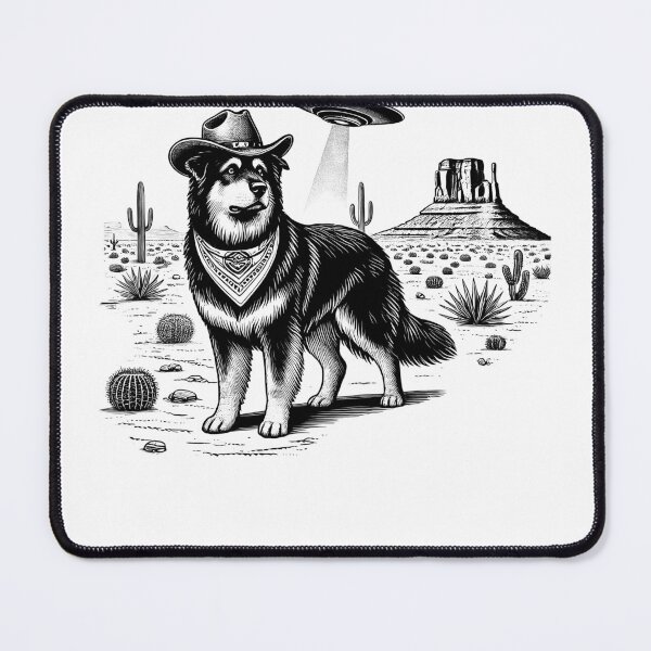 Item preview, Vintage Retro Caucasian Shepherd Dog UFO Western Country Wild West Dog Mom Dad designed and sold by Kimberley King Art King Art.