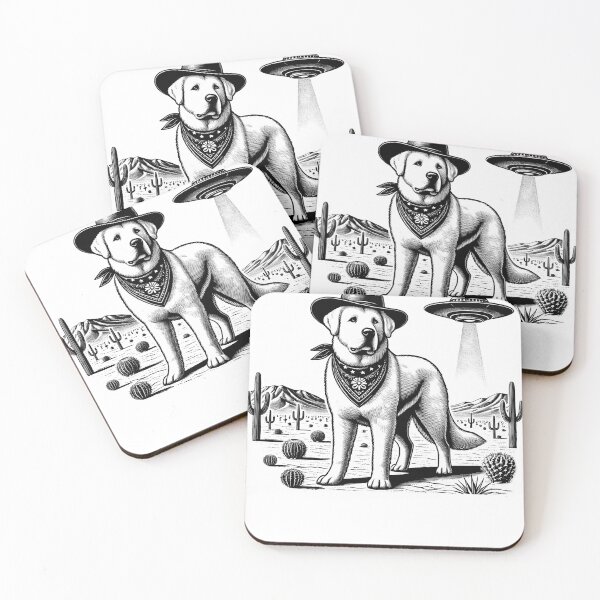 Item preview, Pastor de Asia Central retro vintage OVNI Western Country Wild West Perro Mamá Papá designed and sold by Kimberley King Art King Art.