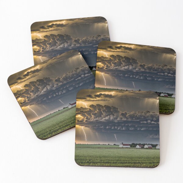 Item preview, Golden Farm Storm – Lightning Over Crops and Mammatus Clouds at Sunset designed and sold by Ken's World of Novelty and Good Times.