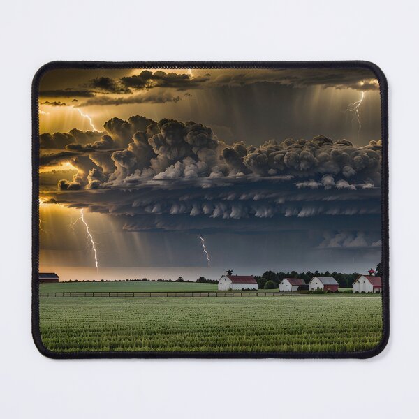 Item preview, Golden Farm Storm – Lightning Over Crops and Mammatus Clouds at Sunset designed and sold by Ken's World of Novelty and Good Times.