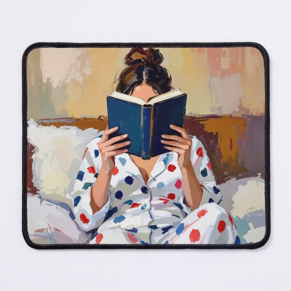 Item preview, A Woman Reading a Book in Polka-Dotted Pajamas - Impressionist Painting designed and sold by crafteddreamsshop.