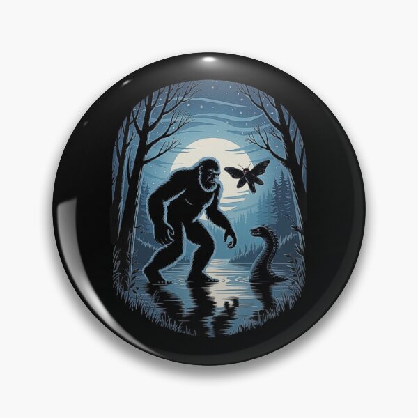 Item preview, Bigfoot and Mothman Night Encounter – Cryptid Forest Legends Art designed and sold by love3617.