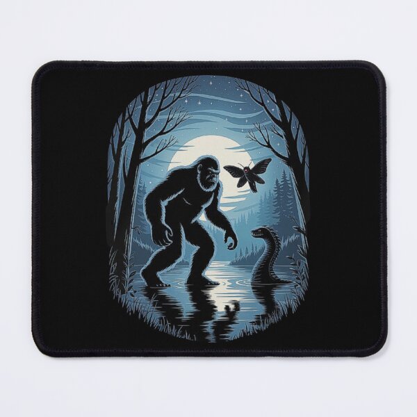 Item preview, Bigfoot and Mothman Night Encounter – Cryptid Forest Legends Art designed and sold by love3617.