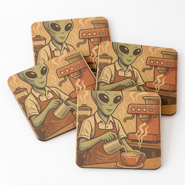Item preview, Alien Barista Retro – Vintage Space Coffee designed and sold by Doostod.