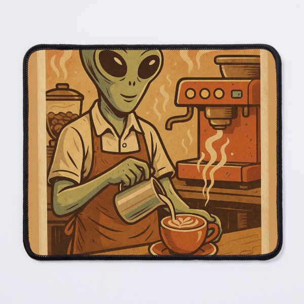 Item preview, Alien Barista Retro – Vintage Space Coffee designed and sold by Doostod.