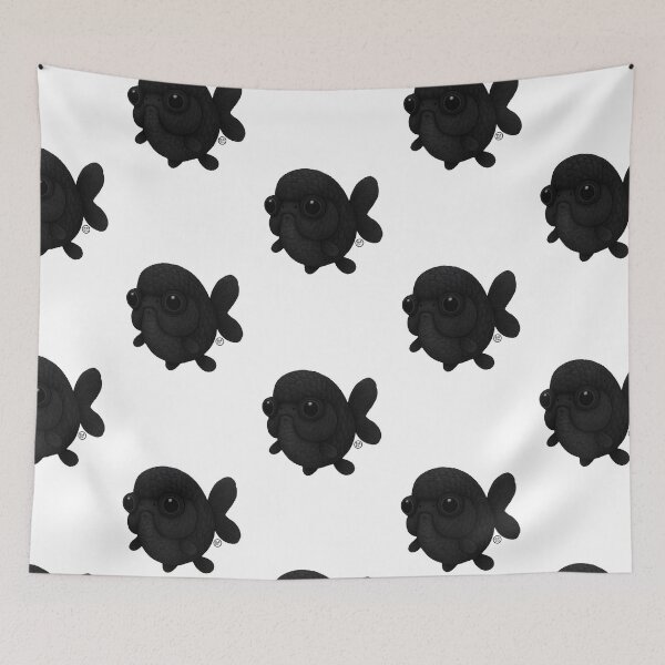 Item preview, Goldfish - Chunky Art - Retro Fish Art - Black Moor Goldfish designed and sold by Kabuji Store.