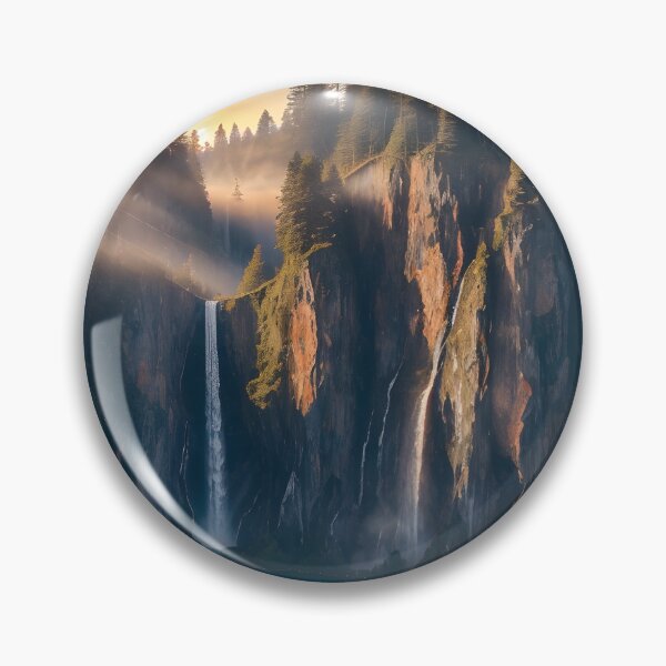 Item preview, Sunrise Waterfalls Over Forest Cliffs – Serene Nature Landscape designed and sold by Ken's World of Novelty and Good Times.
