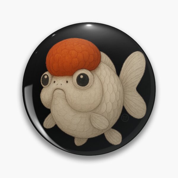 Item preview, Goldfish - Chunky Art - Retro Fish Art - Red Cap Oranda Goldfish designed and sold by Kabuji Store.