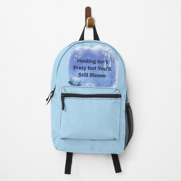 Item preview, Healing Isn't Pretty But You'll Still Bloom – Aesthetic Blue Floral Quote designed and sold by Doodle Drift .