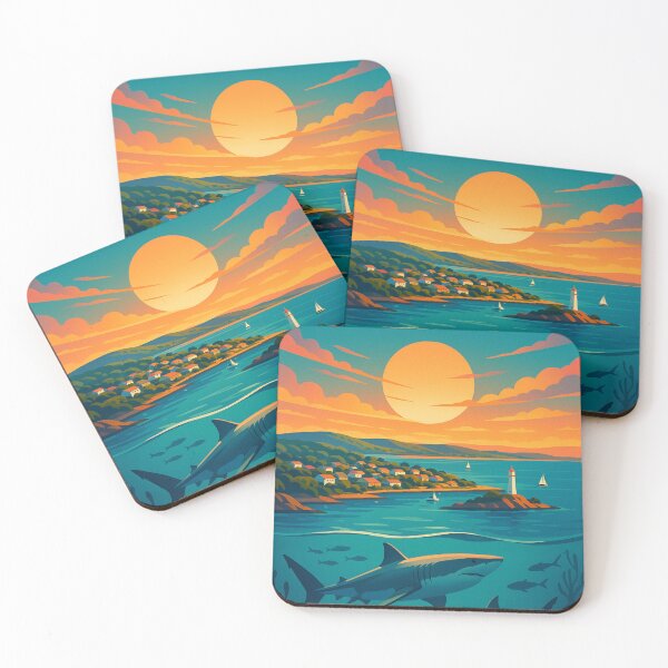 Item preview, Sunset and Great White Sharks near Port Lincoln, South Australia designed and sold by Places On Earth.