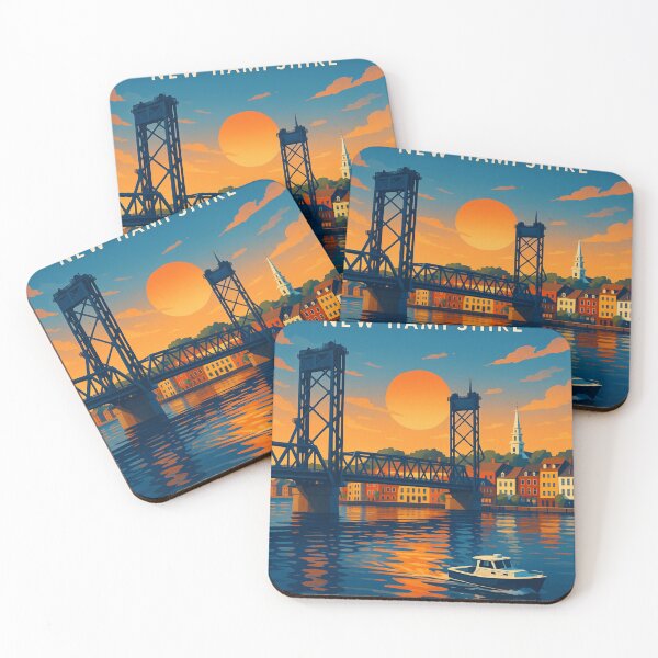 Item preview, Memorial Bridge and Sunset in Portsmouth, New Hampshire designed and sold by Places On Earth.