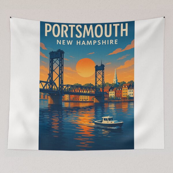 Item preview, Memorial Bridge and Sunset in Portsmouth, New Hampshire designed and sold by Places On Earth.