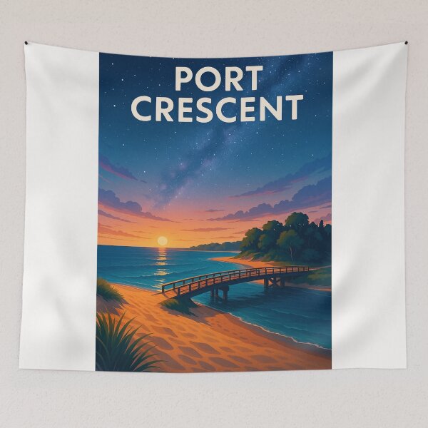 Item preview, Sunset and Milky Way at Port Crescent State Park, Michigan designed and sold by Places On Earth.