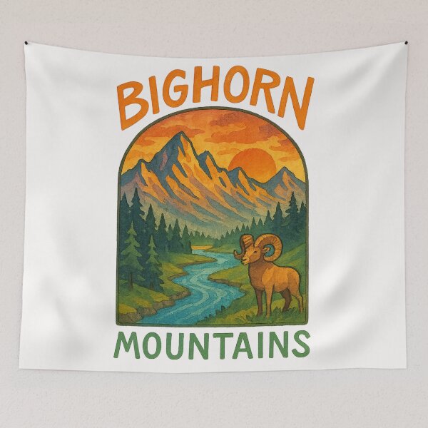 Item preview, Bighorn Mountains with River Valley and Sunset, Wyoming designed and sold by Places On Earth.