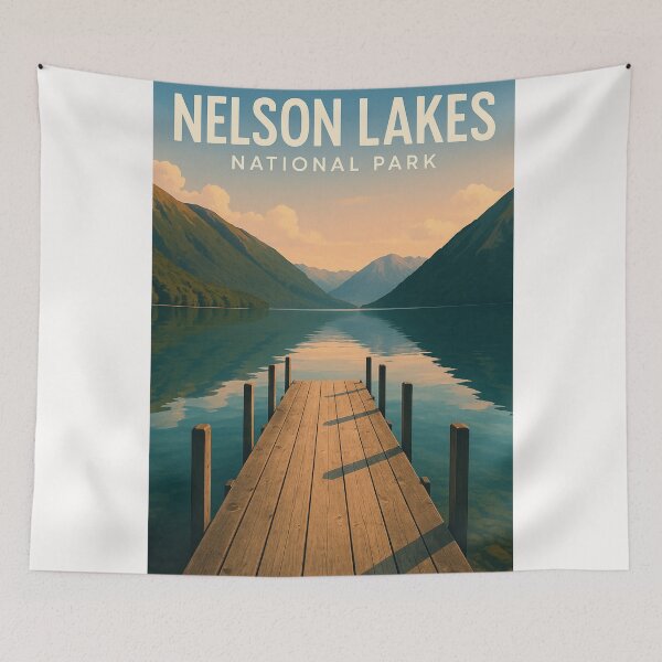 Item preview, Nelson Lakes National Park – Quiet Dock and Mountain Reflections designed and sold by Places On Earth.