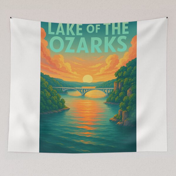 Item preview, Lake of the Ozarks – Bridge Sunset Over Serene Waters designed and sold by Places On Earth.