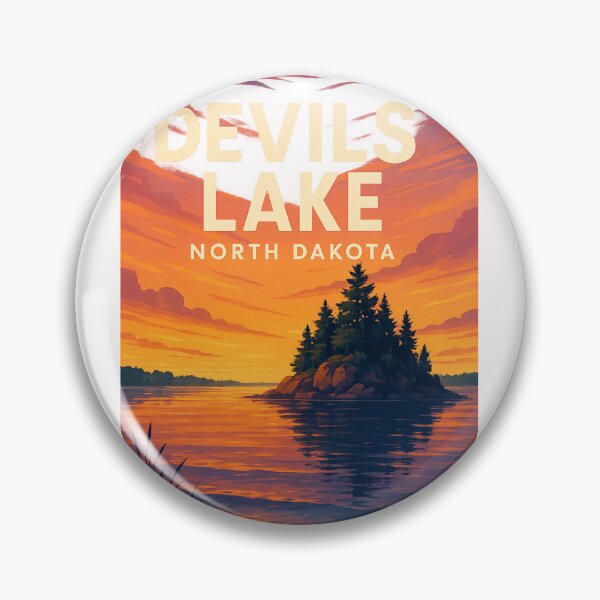 Item preview, Devils Lake North Dakota – Sunset Over Island Shoreline designed and sold by Places On Earth.
