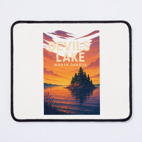 Item preview, Devils Lake North Dakota – Sunset Over Island Shoreline designed and sold by Places On Earth.