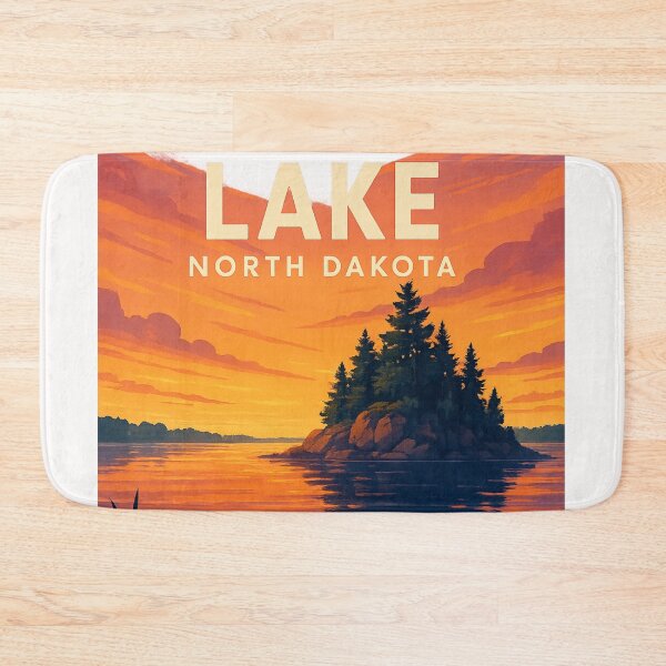 Item preview, Devils Lake North Dakota – Sunset Over Island Shoreline designed and sold by Places On Earth.