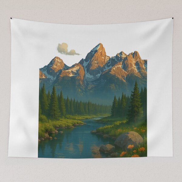 Item preview, Bridger–Teton National Forest – Alpine River and Mountain Peaks designed and sold by Aryabek.