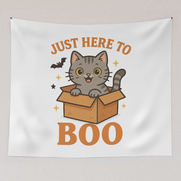 Item preview, Just Here to BOO – Halloween Cat in a Box designed and sold by Rothnaric.