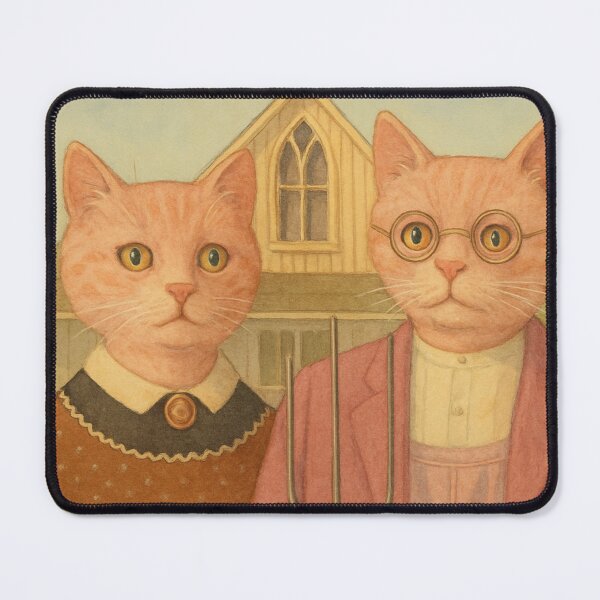Item preview, American Gothic, funny cats designed and sold by Mauswohn.