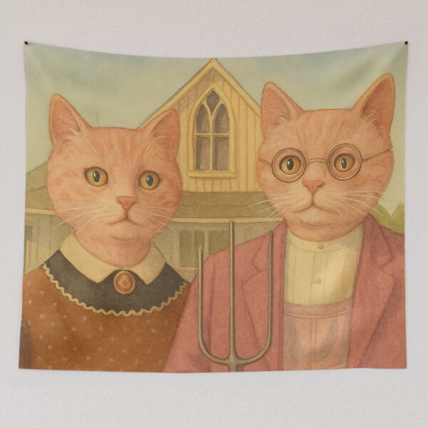 Item preview, American Gothic, funny cats designed and sold by Mauswohn.
