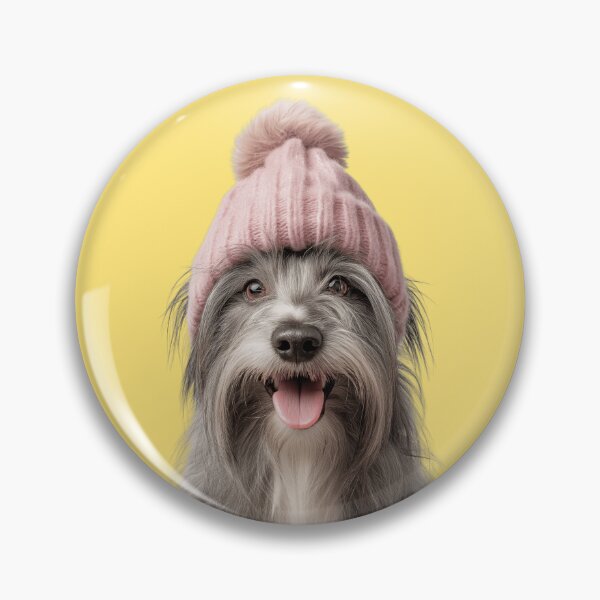 Item preview, Cozy Skye Terrier dog Wearing Pink Winter Hat Trendy Animal Fashion Artwork designed and sold by LazyOwlStore.