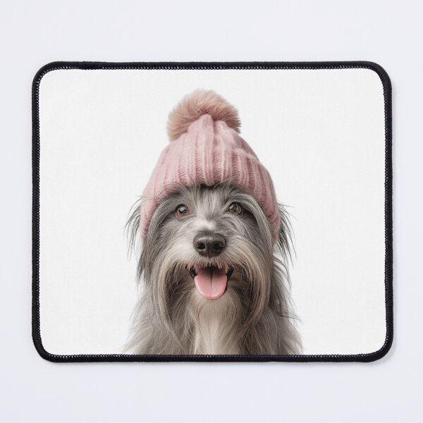 Item preview, Cozy Skye Terrier dog Wearing Pink Winter Hat Trendy Animal Fashion Artwork designed and sold by LazyOwlStore.
