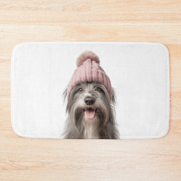 Item preview, Cozy Skye Terrier dog Wearing Pink Winter Hat Trendy Animal Fashion Artwork designed and sold by LazyOwlStore.