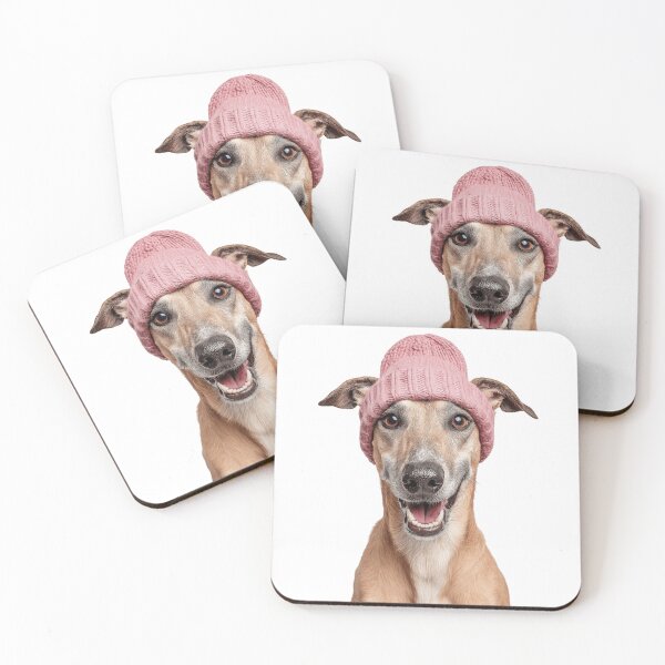 Item preview, Cozy Sloughi dog Wearing Pink Winter Hat Trendy Animal Fashion Artwork designed and sold by LazyOwlStore.