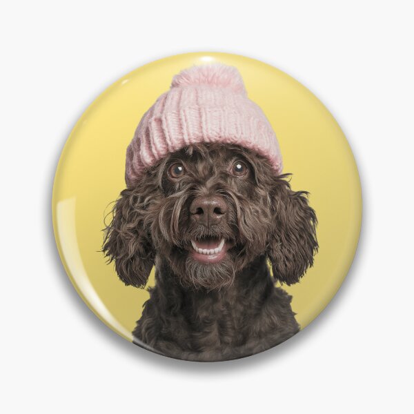 Item preview, Cozy Spanish Water Dog Wearing Pink Winter Hat Trendy Animal Fashion Artwork designed and sold by LazyOwlStore.