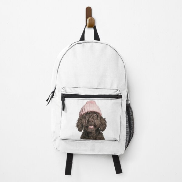Item preview, Cozy Spanish Water Dog Wearing Pink Winter Hat Trendy Animal Fashion Artwork designed and sold by LazyOwlStore.