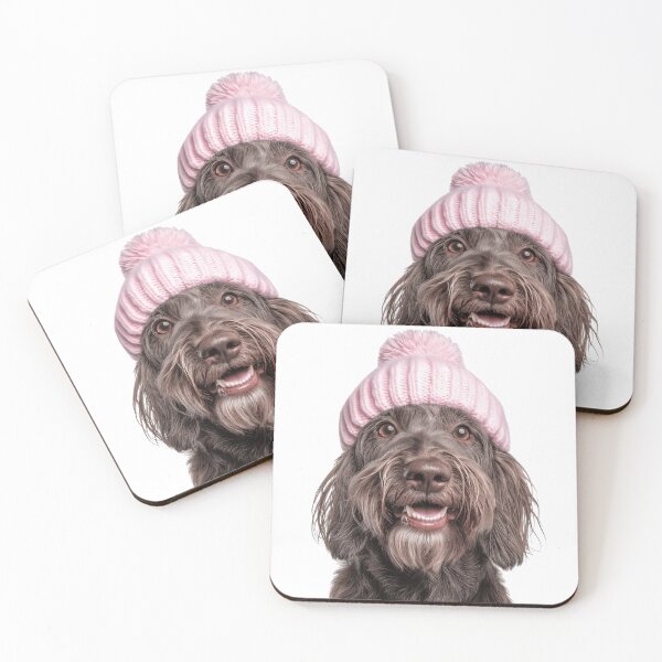 Item preview, Cozy Spinone Italiano dog Wearing Pink Winter Hat Trendy Animal Fashion Artwork designed and sold by LazyOwlStore.