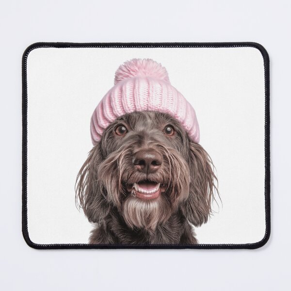 Item preview, Cozy Spinone Italiano dog Wearing Pink Winter Hat Trendy Animal Fashion Artwork designed and sold by LazyOwlStore.